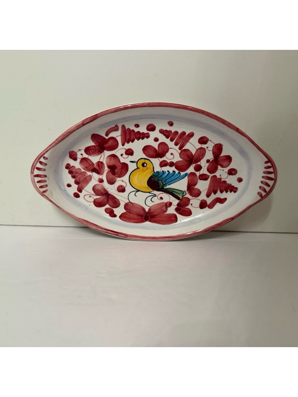 DERUTA CERAMICHE SMALL TRAY TRINKET DECOR ACCENT DINING CANDY WHITE PINK ITALY